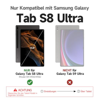 Dexnor Klávesnice kryt pro Samsung Galaxy Tab S8 Ultra 14.6 palce, klávesnice ve stylu knihy s trackpadem, odnímatelným nastavit